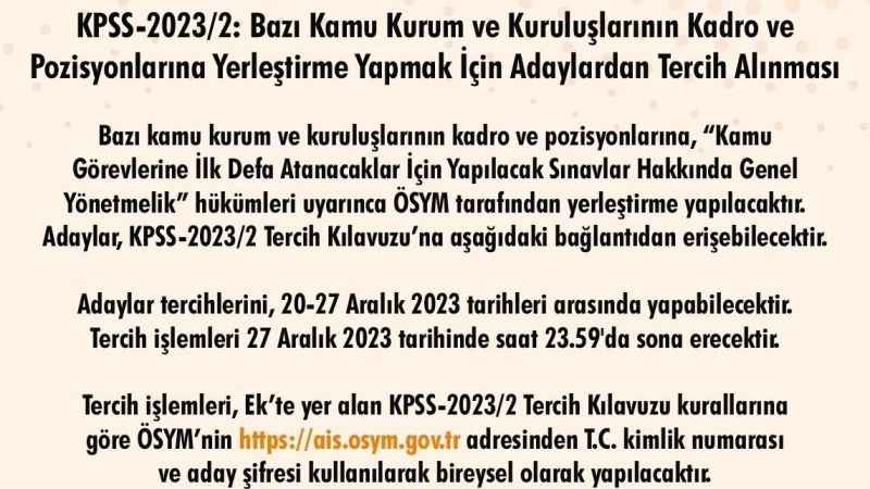 ÖSYM’den 'KPSS tercih' duyurusu